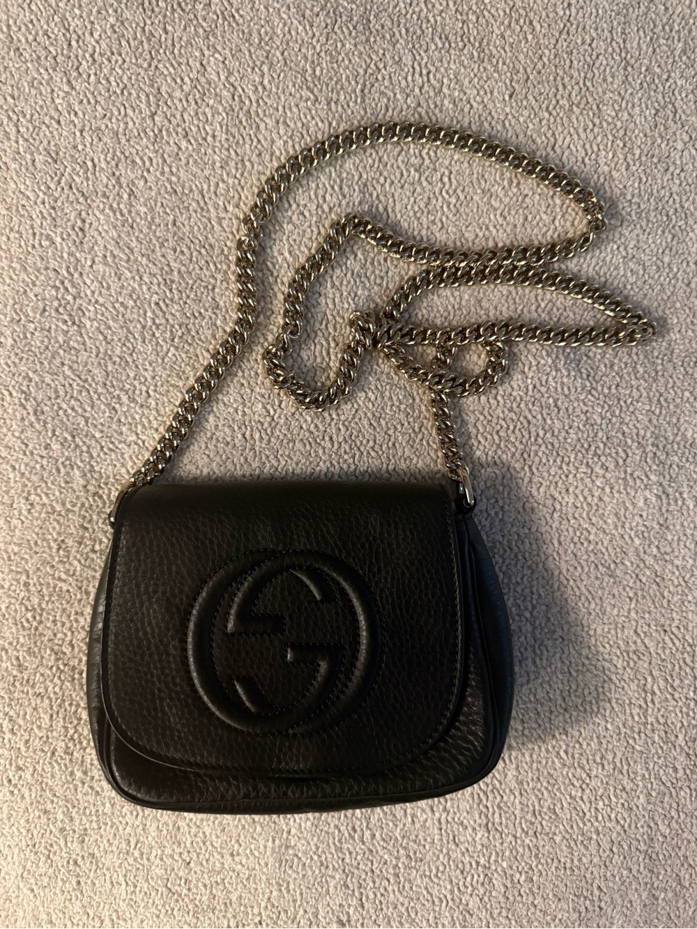 Gucci Black Soho Crossbody Bag with Chain Strap